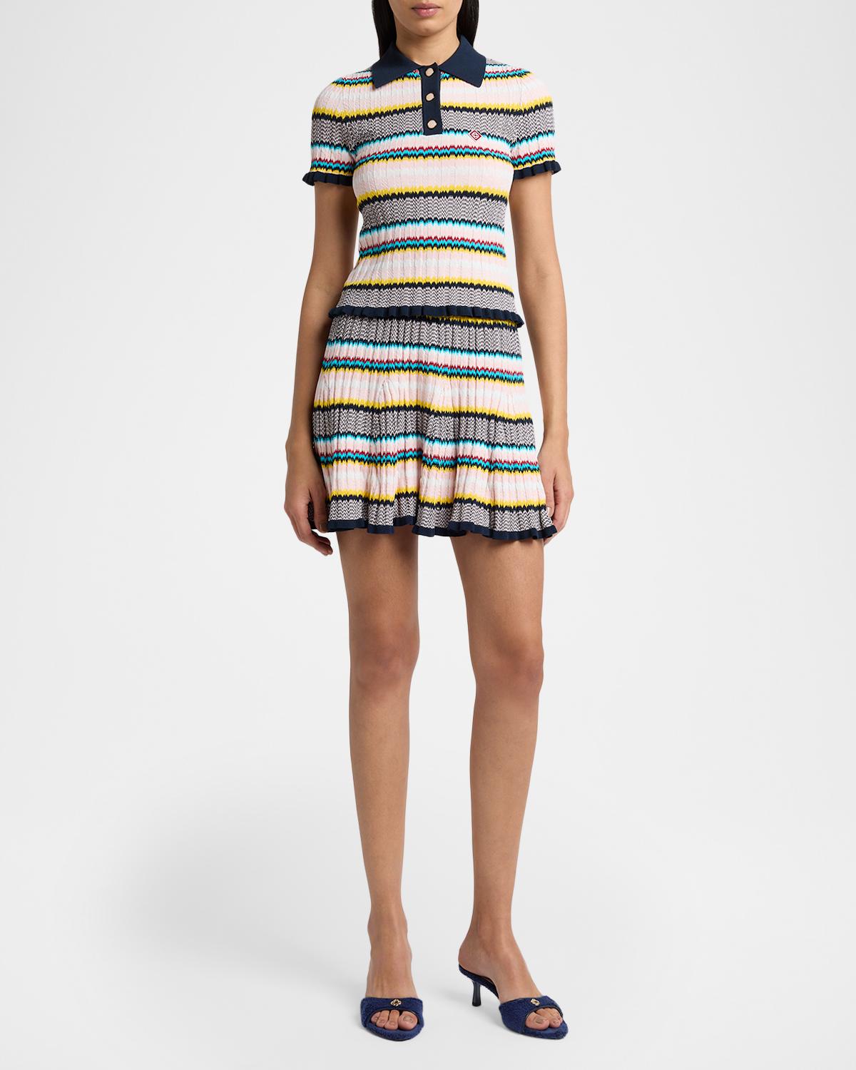 Multicolor Knit Chevron Mini Skirt - thumbnail 2