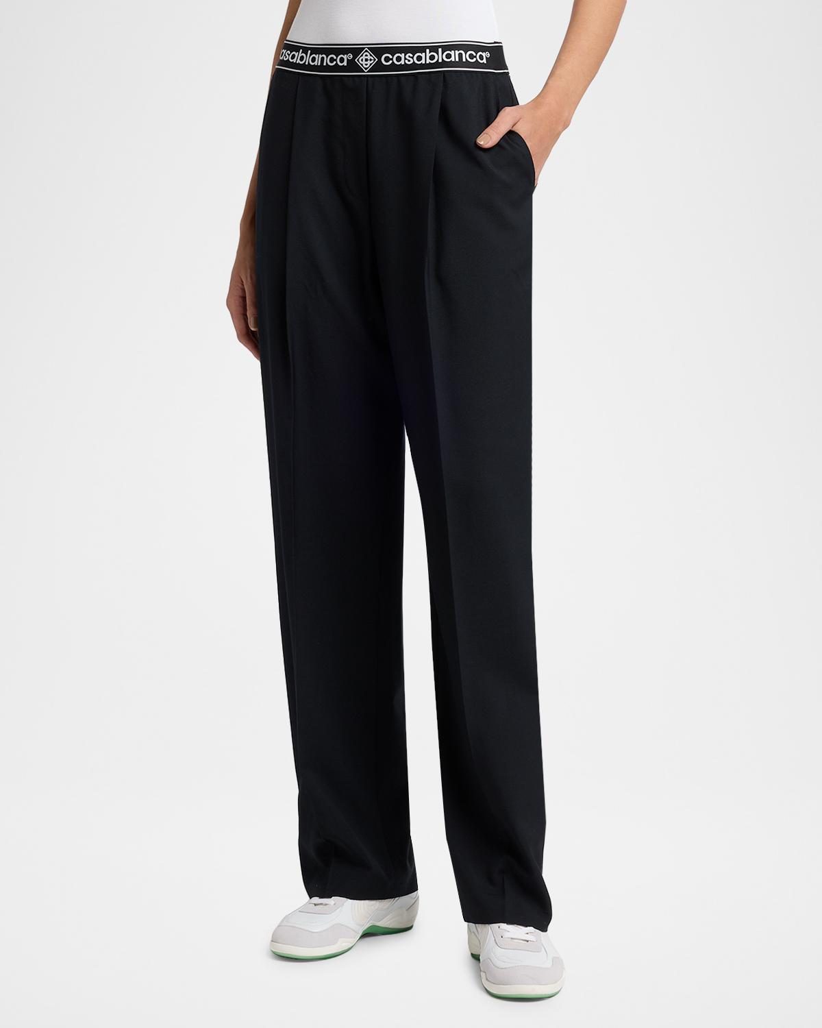Logo-Tape Tailored Wool Trousers - thumbnail 4