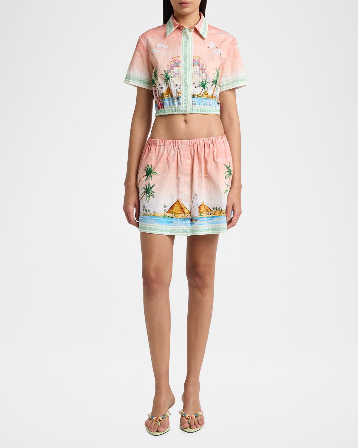 Ethereal Cotton Cropped Short-Sleeve Shirt - thumbnail 2