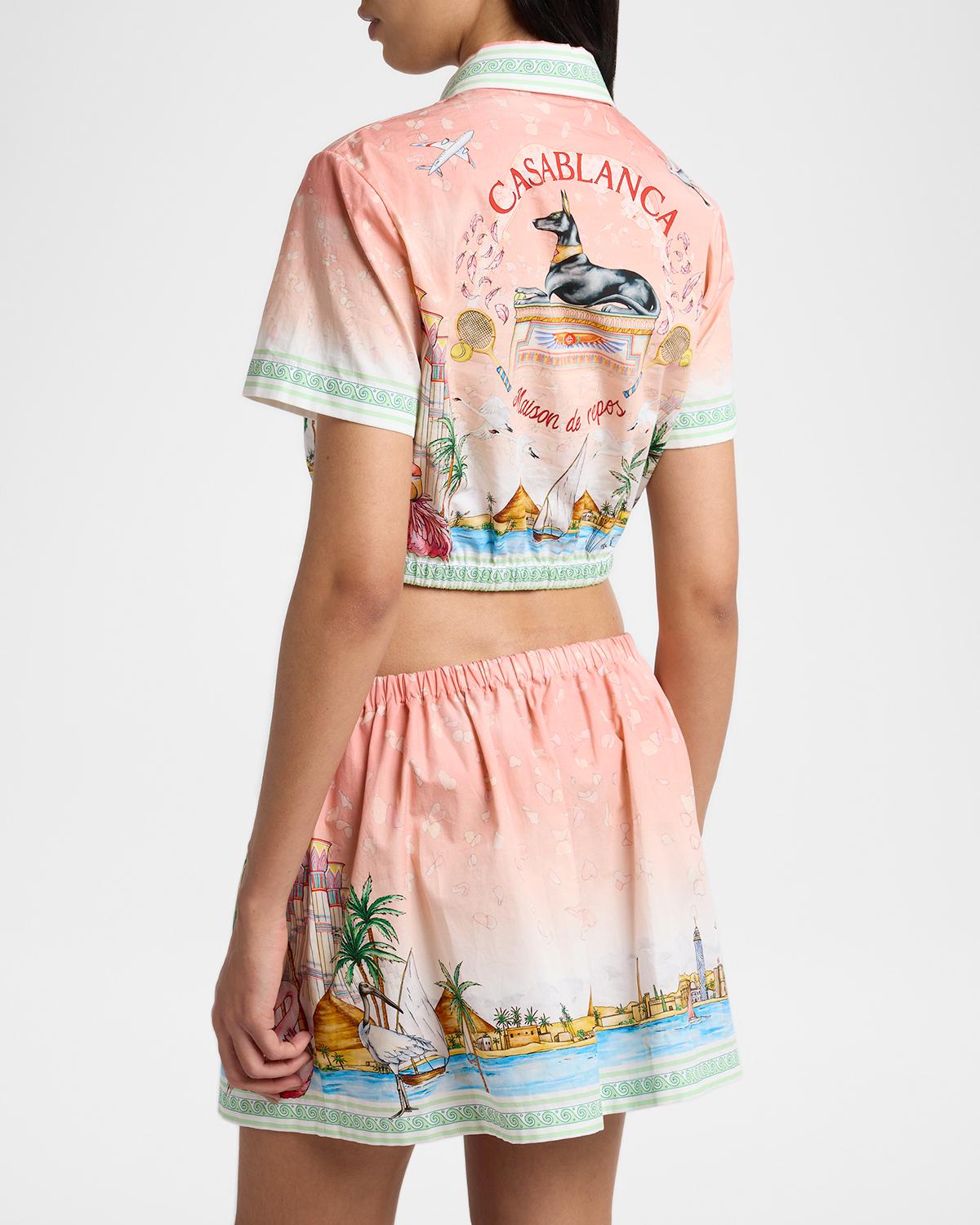 Ethereal Cotton Cropped Short-Sleeve Shirt - thumbnail 3
