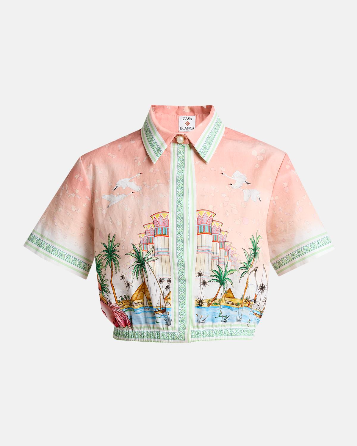 Ethereal Cotton Cropped Short-Sleeve Shirt
