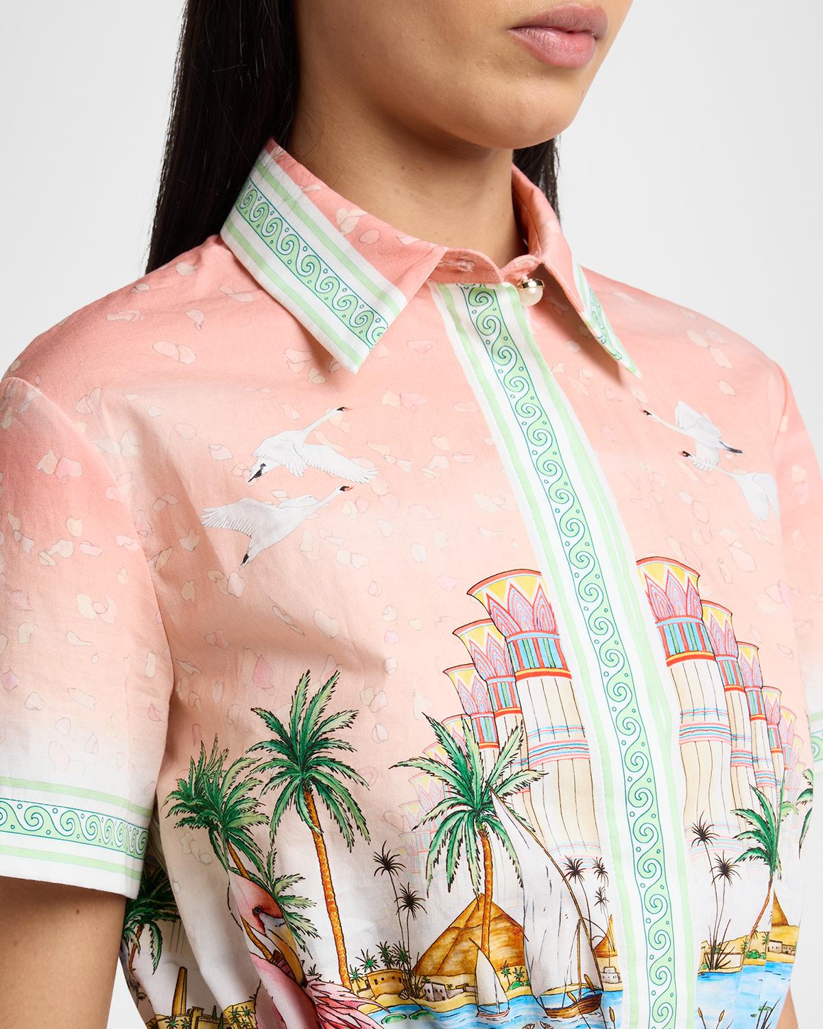 Ethereal Cotton Cropped Short-Sleeve Shirt - thumbnail 5