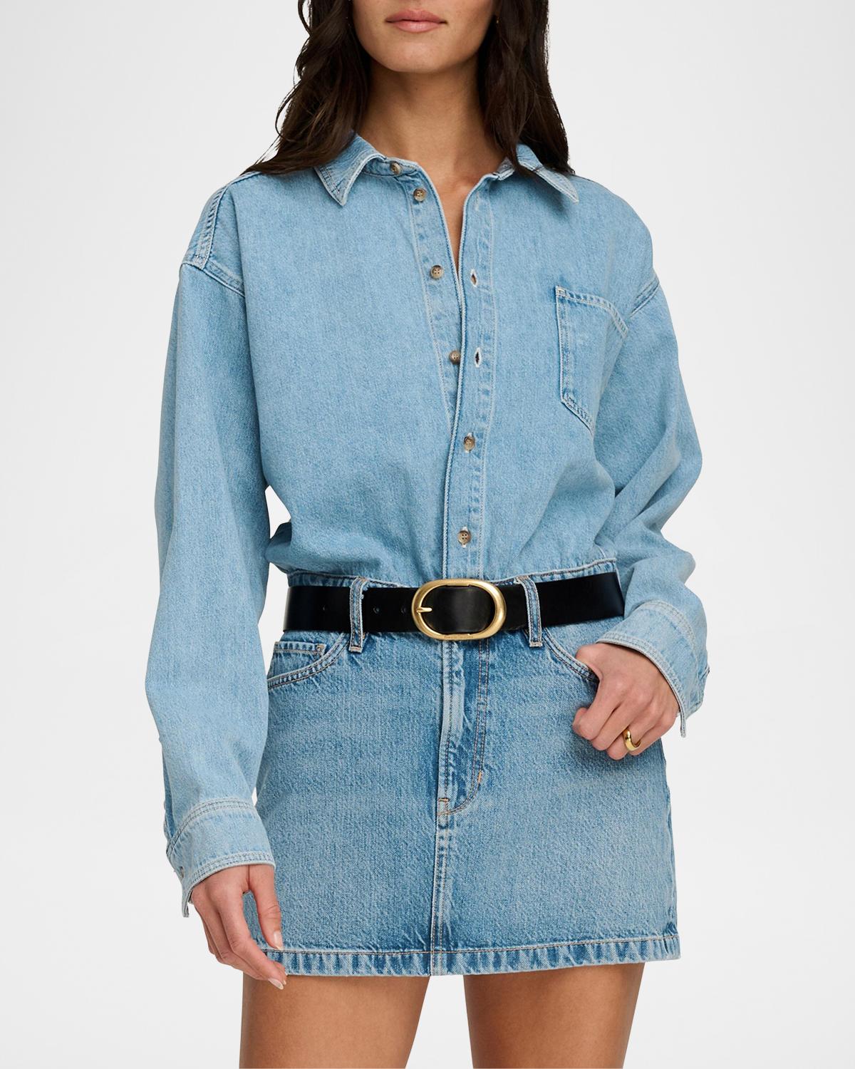 The Layla Layered Denim Mini Dress - thumbnail 4
