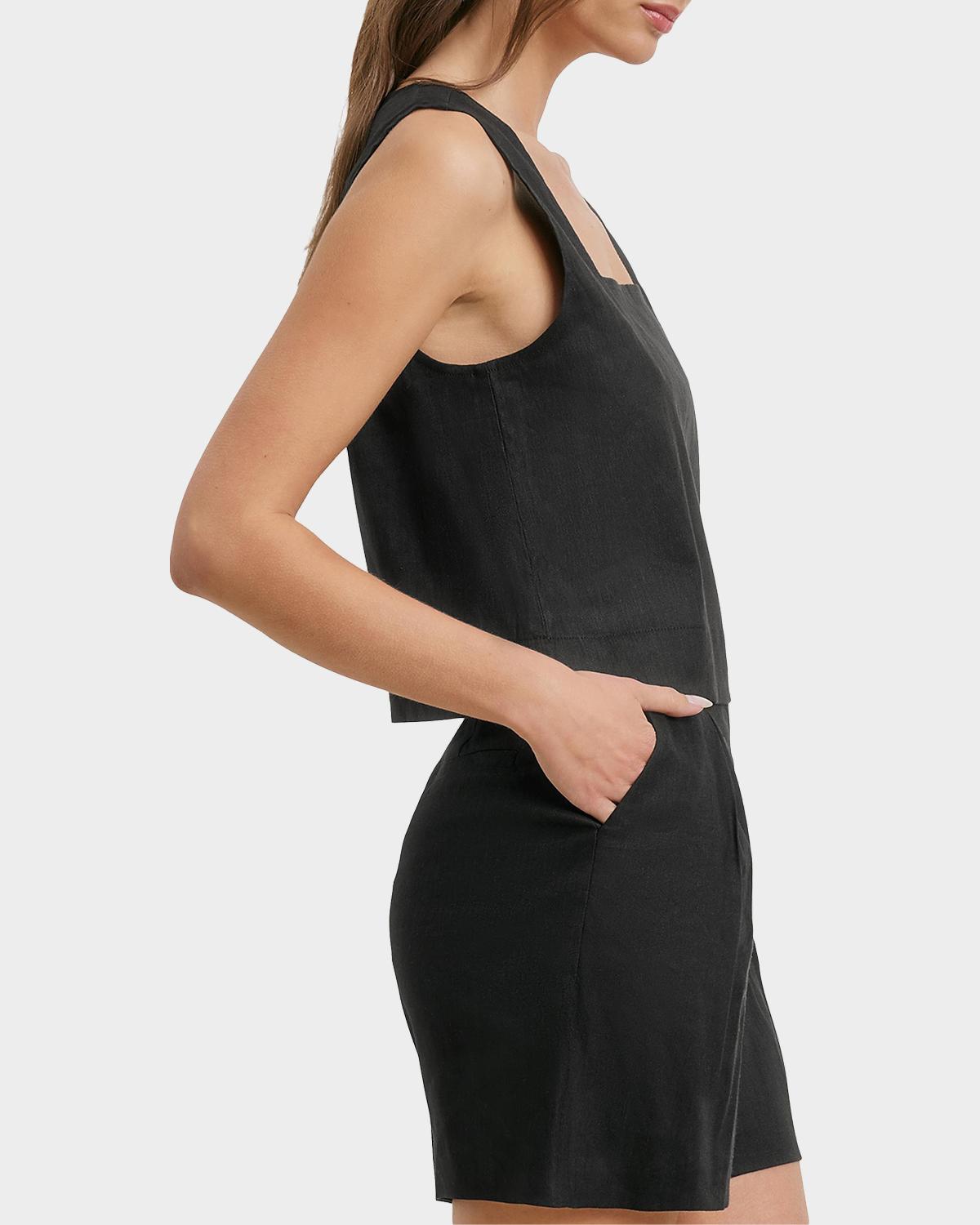 The Abby Linen-Blend Crop Top - thumbnail 3