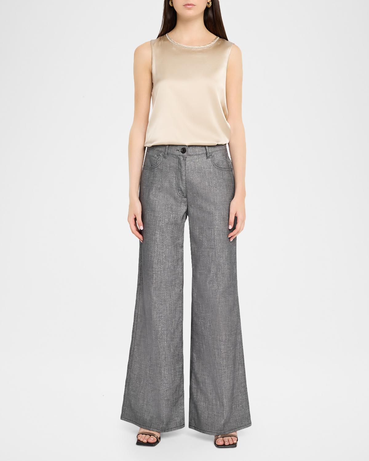 Wide-Leg Cotton-Blend Pants - thumbnail 2