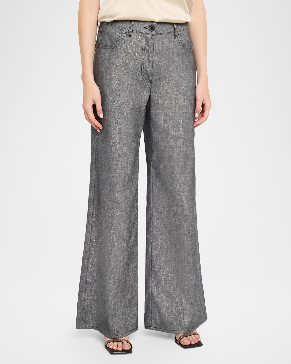 Wide-Leg Cotton-Blend Pants - thumbnail 4