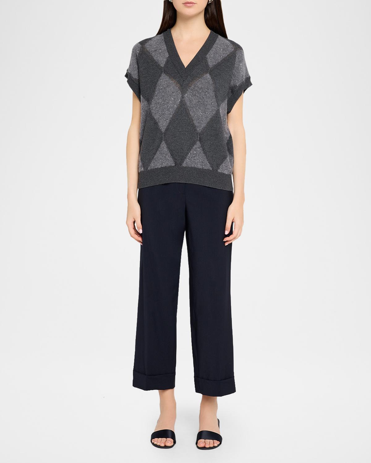 Sequin Argyle Knit Sweater - thumbnail 2