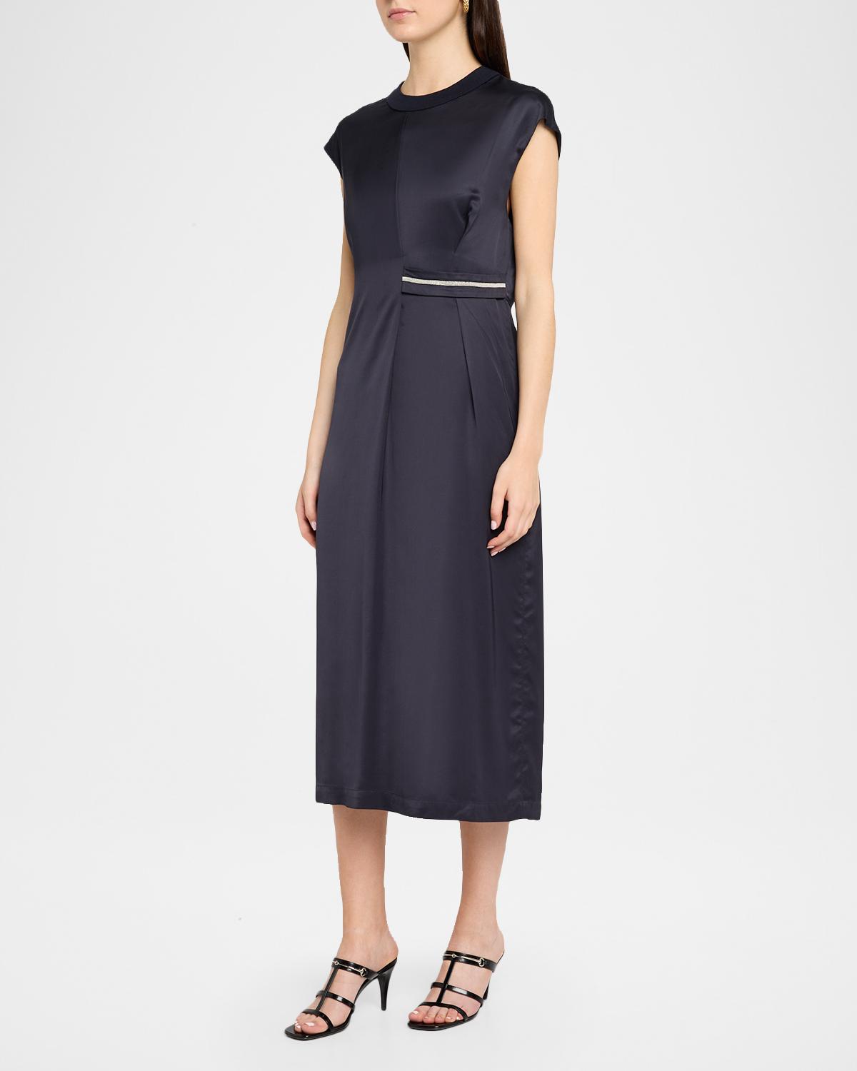 Gathered Cap-Sleeve Midi Dress - thumbnail 4
