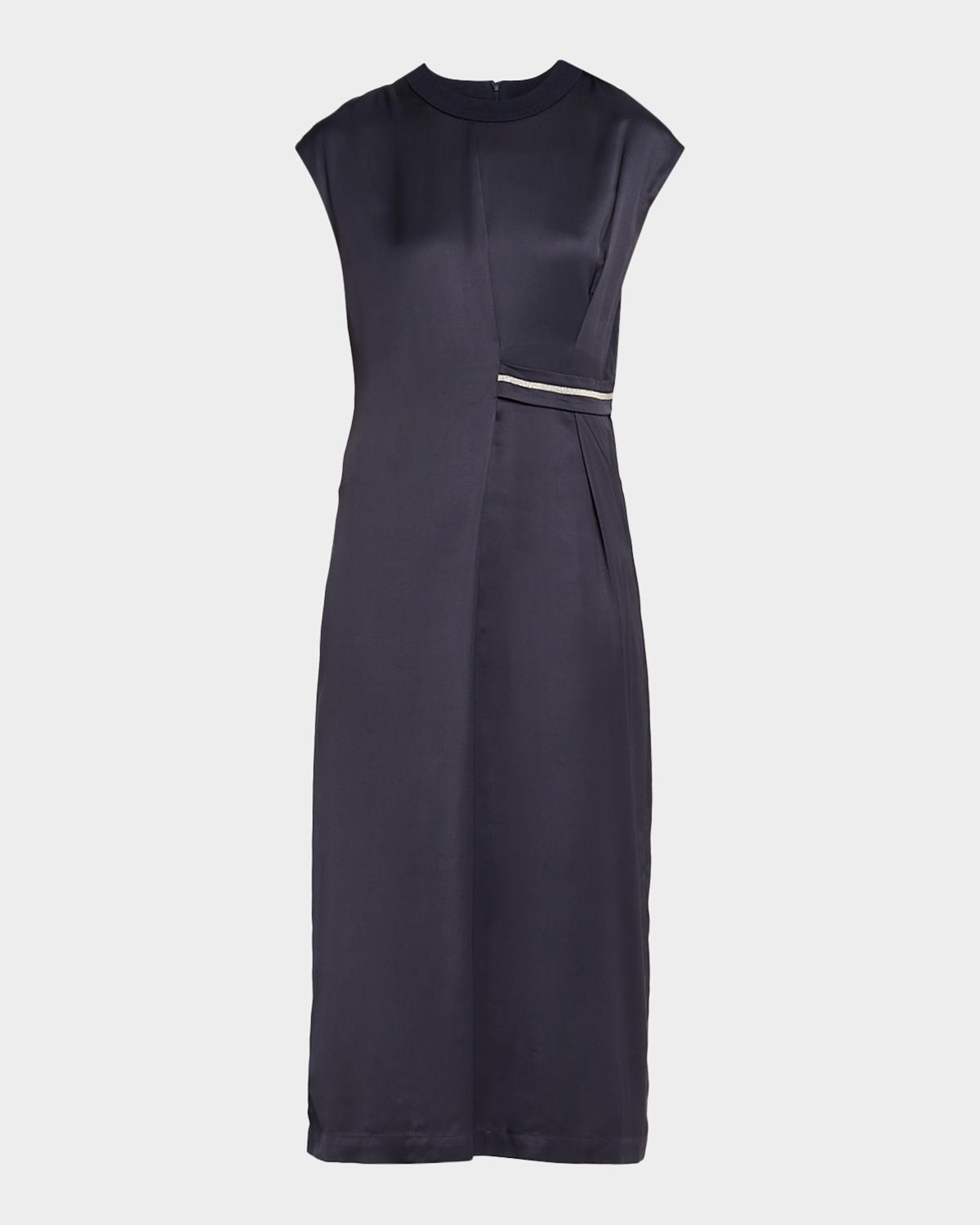 Gathered Cap-Sleeve Midi Dress