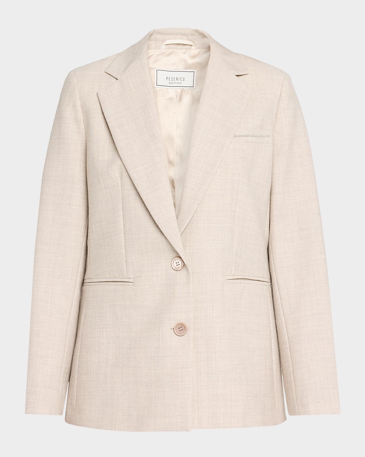 Single-Breasted Houndstooth Jacket