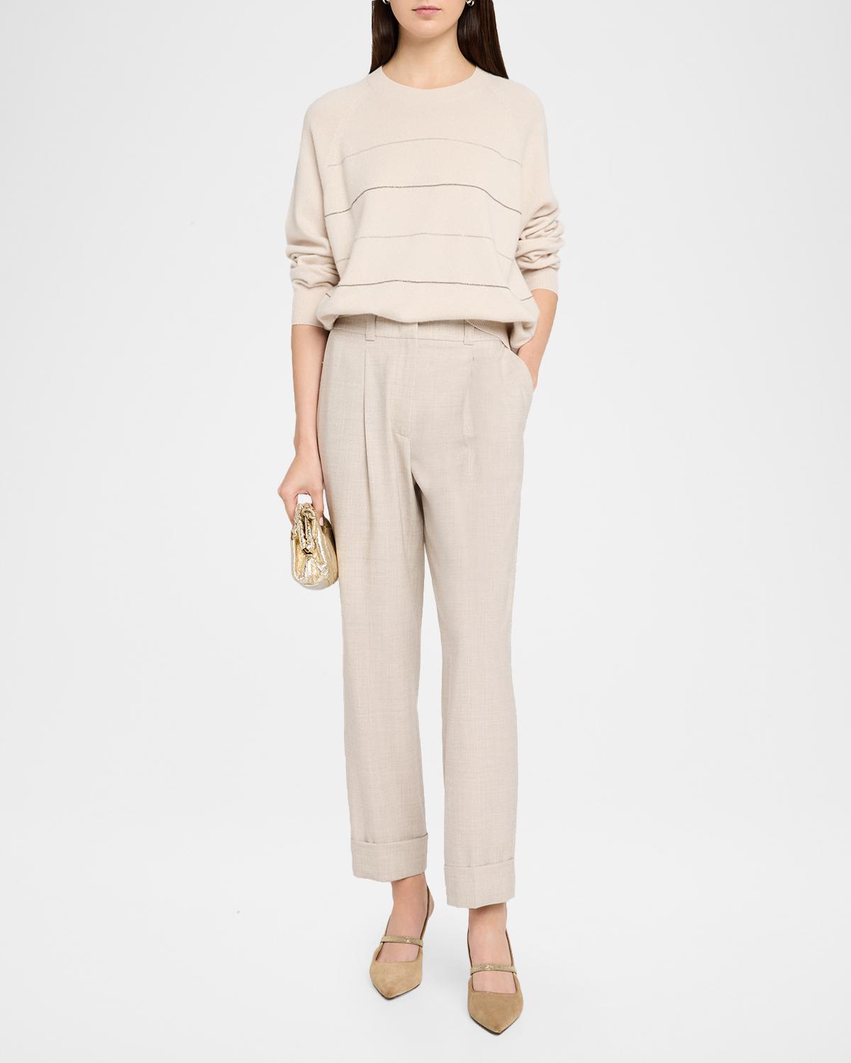 Striped Chain-Trim Crewneck Sweater - thumbnail 2
