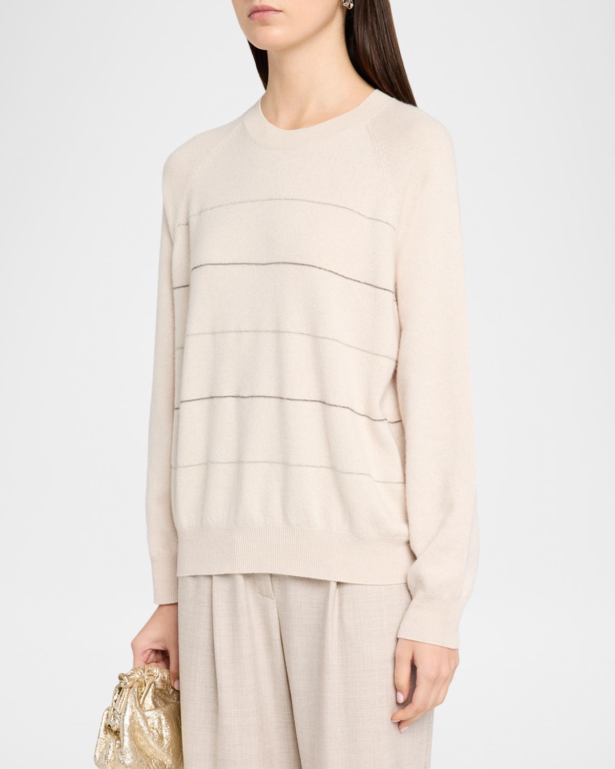 Striped Chain-Trim Crewneck Sweater - thumbnail 4