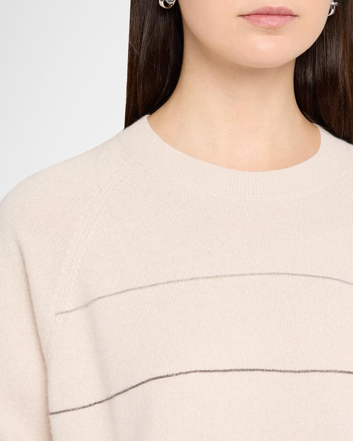 Striped Chain-Trim Crewneck Sweater - thumbnail 5