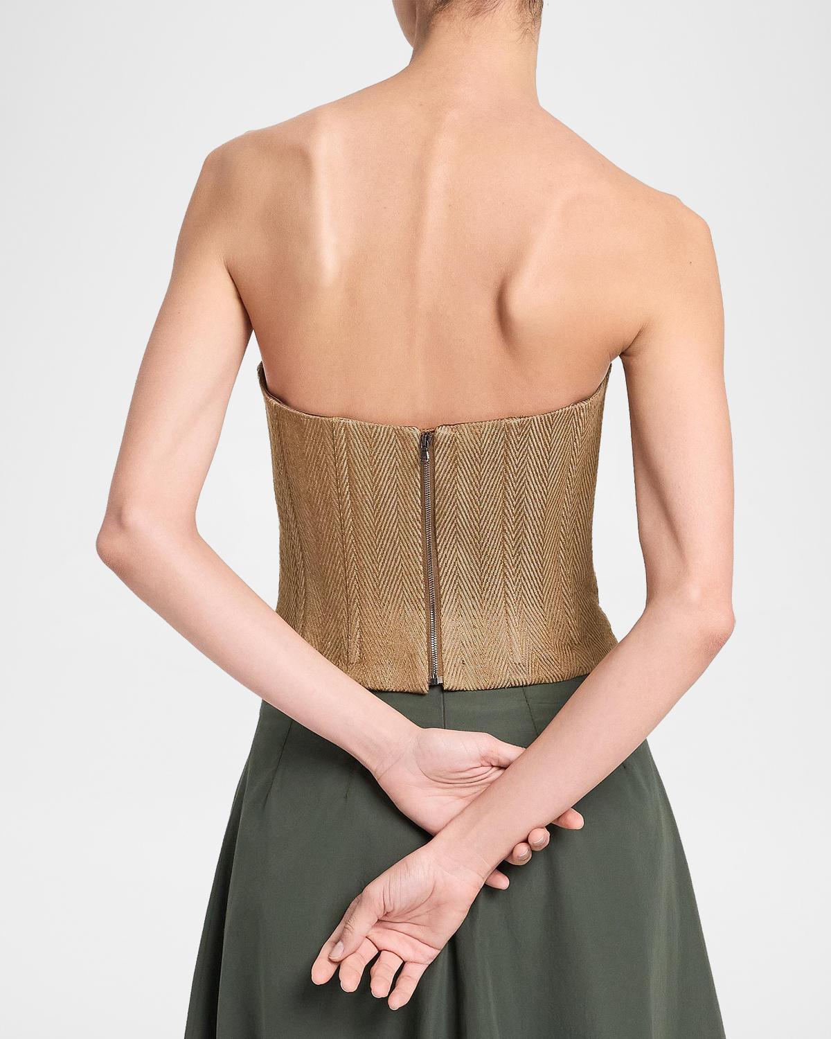 Jillian Herringbone Linen-Blend Bustier - thumbnail 3