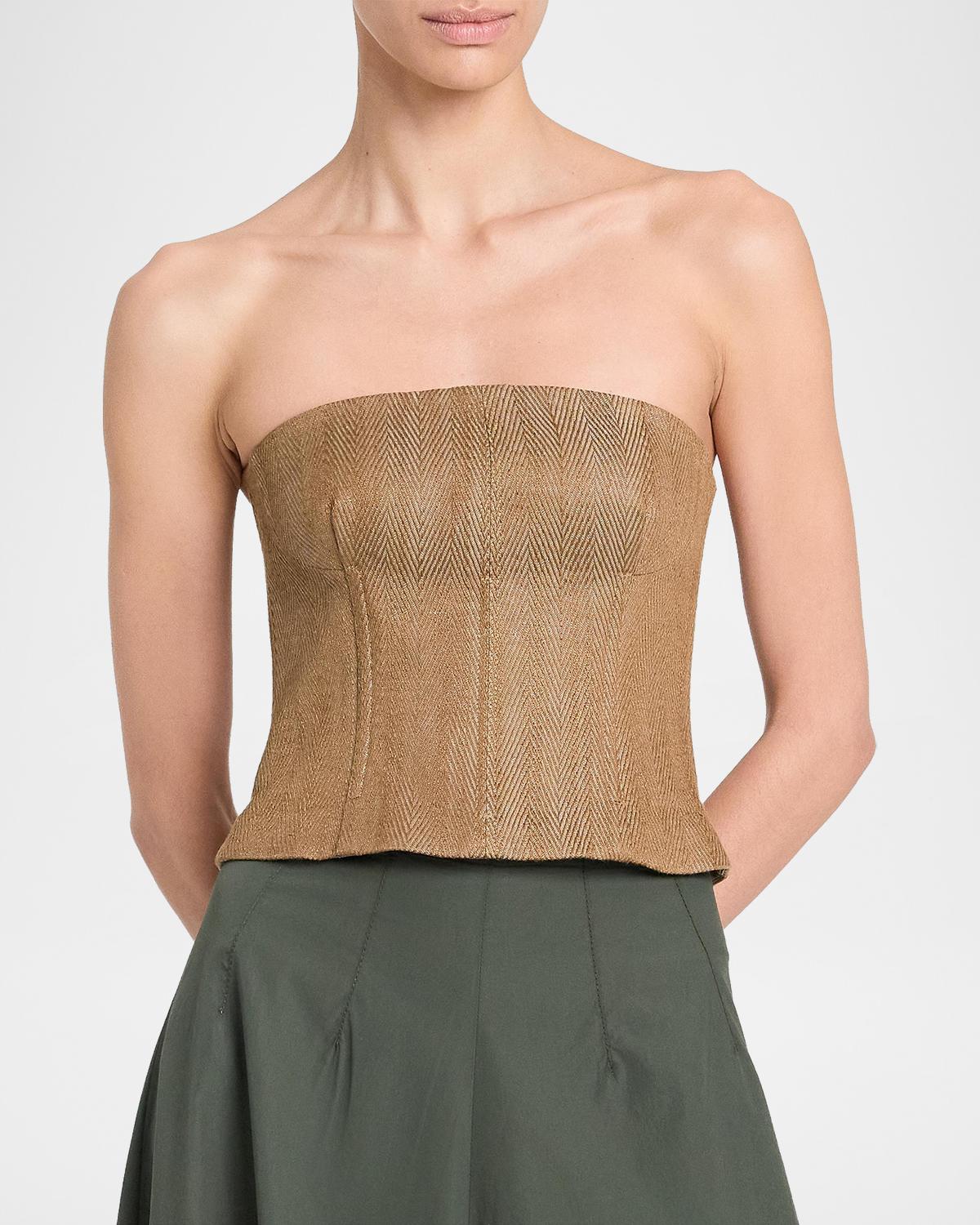 Jillian Herringbone Linen-Blend Bustier - thumbnail 4