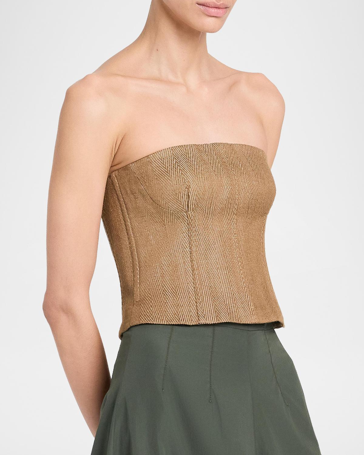 Jillian Herringbone Linen-Blend Bustier - thumbnail 5