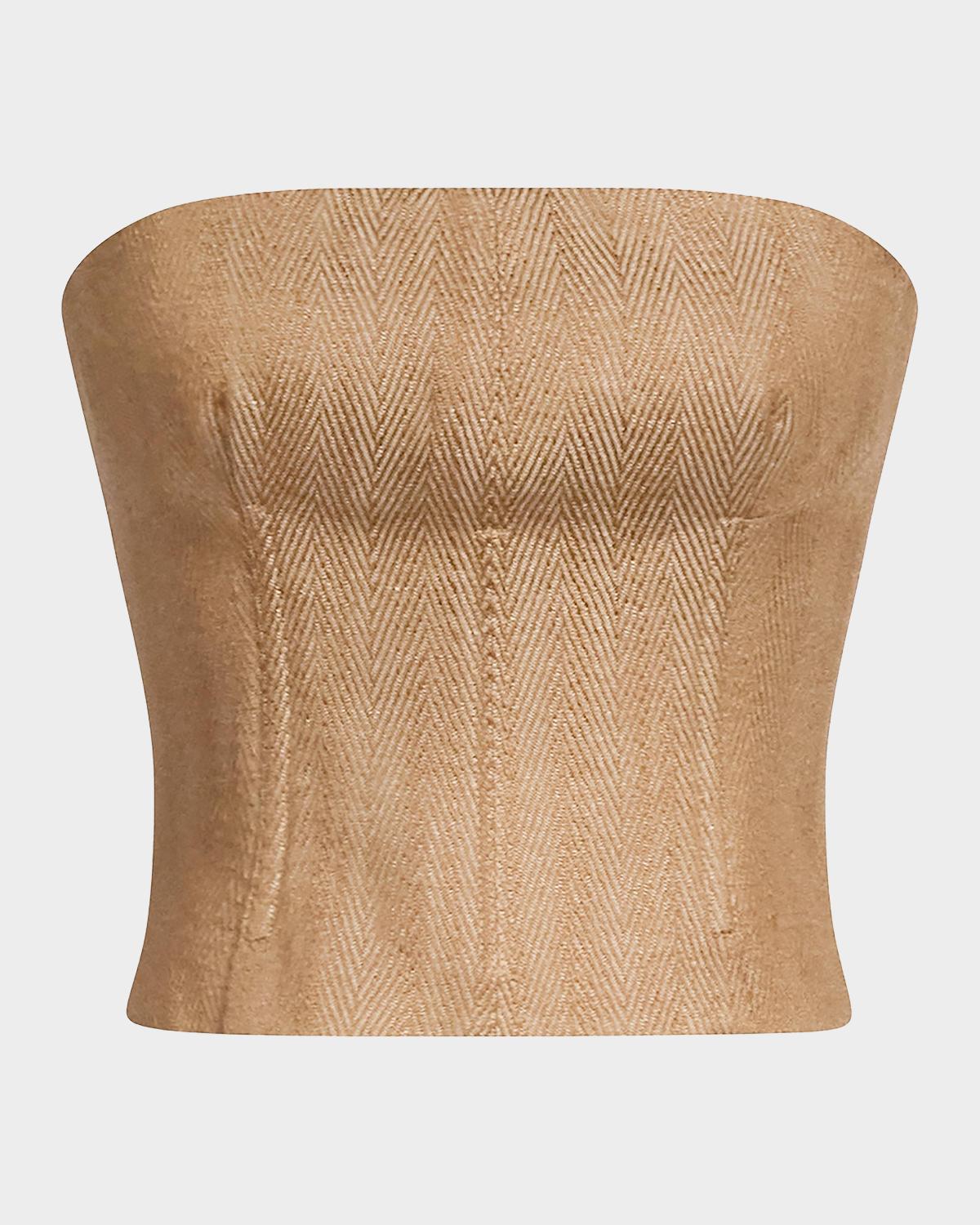 Jillian Herringbone Linen-Blend Bustier