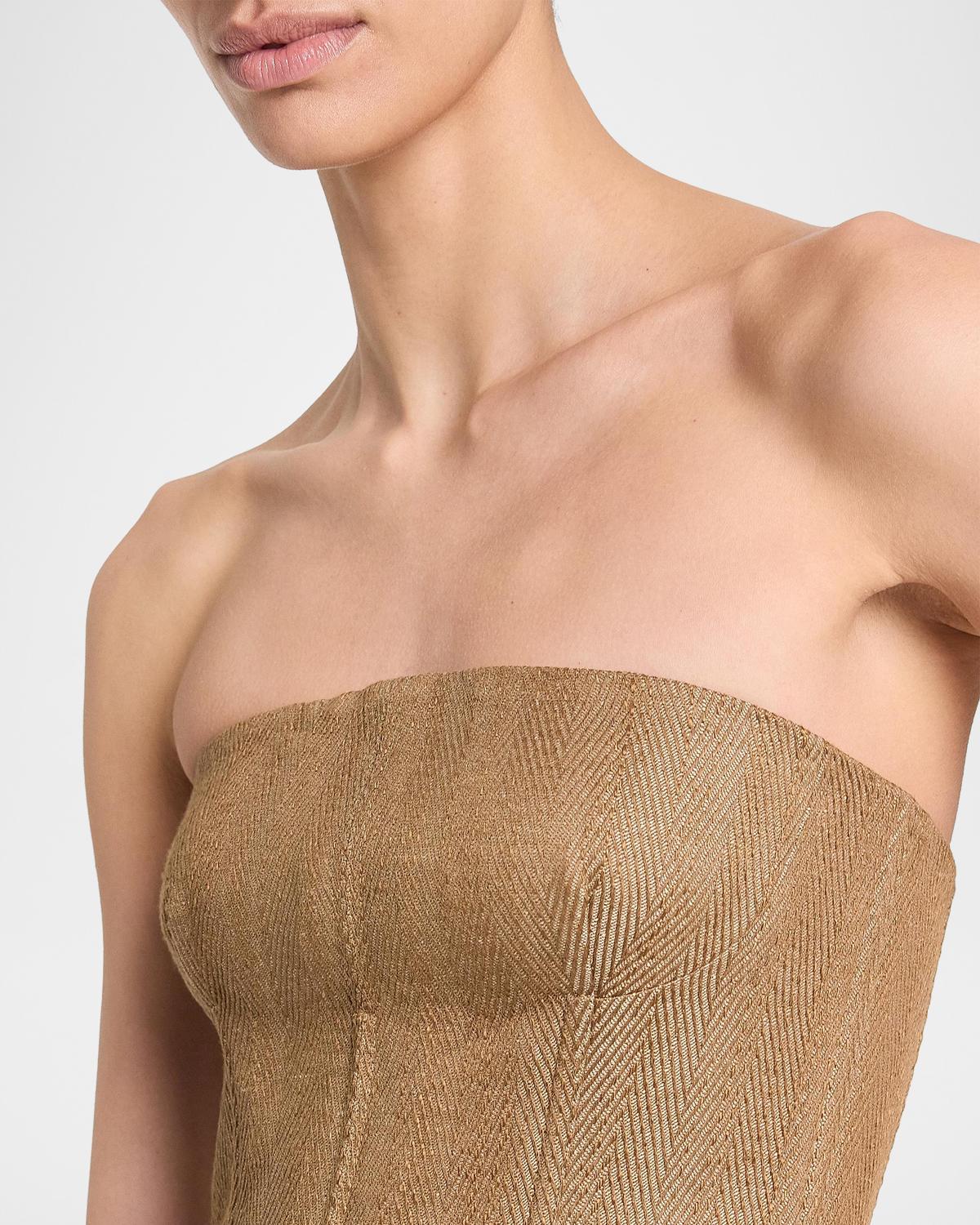 Jillian Herringbone Linen-Blend Bustier - thumbnail 6