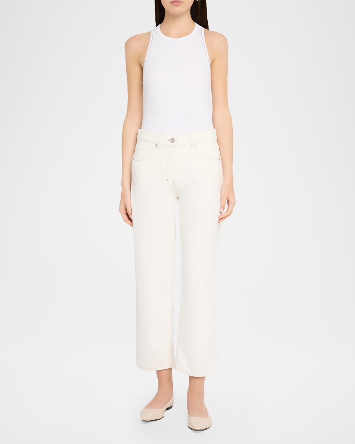 Cropped Stretch Cotton Denim Pants - thumbnail 2