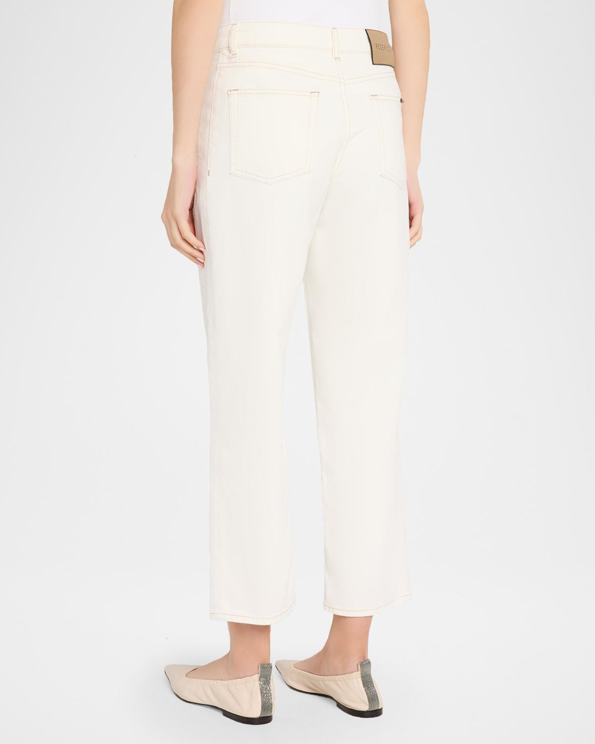 Cropped Stretch Cotton Denim Pants - thumbnail 3