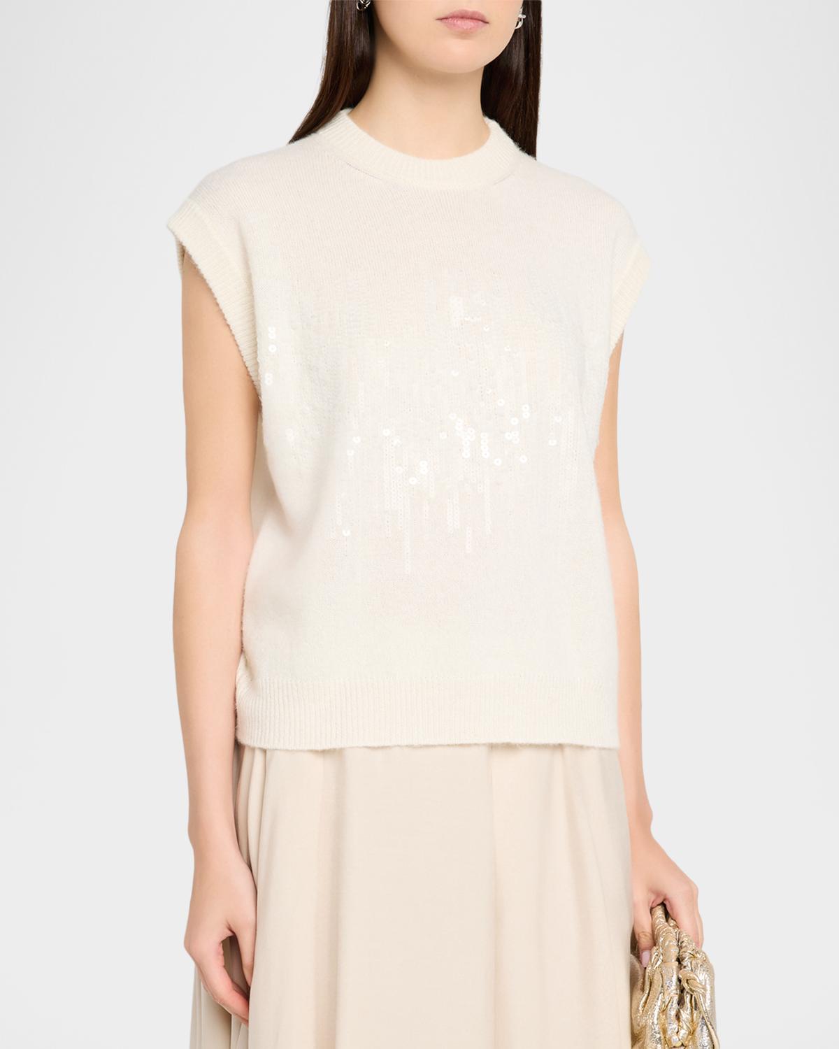 Cap-Sleeve Sequin Knit Sweater - thumbnail 3
