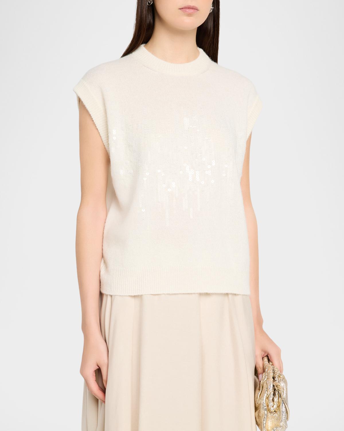 Cap-Sleeve Sequin Knit Sweater - thumbnail 4