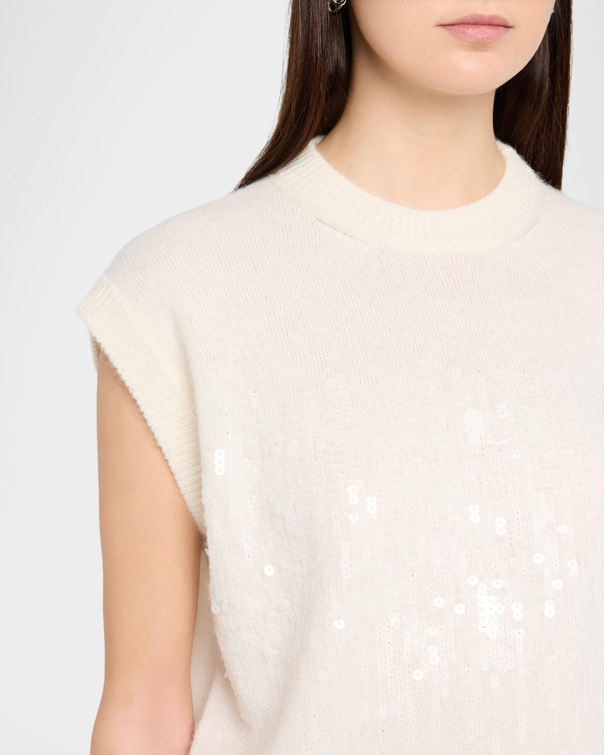 Cap-Sleeve Sequin Knit Sweater - thumbnail 5