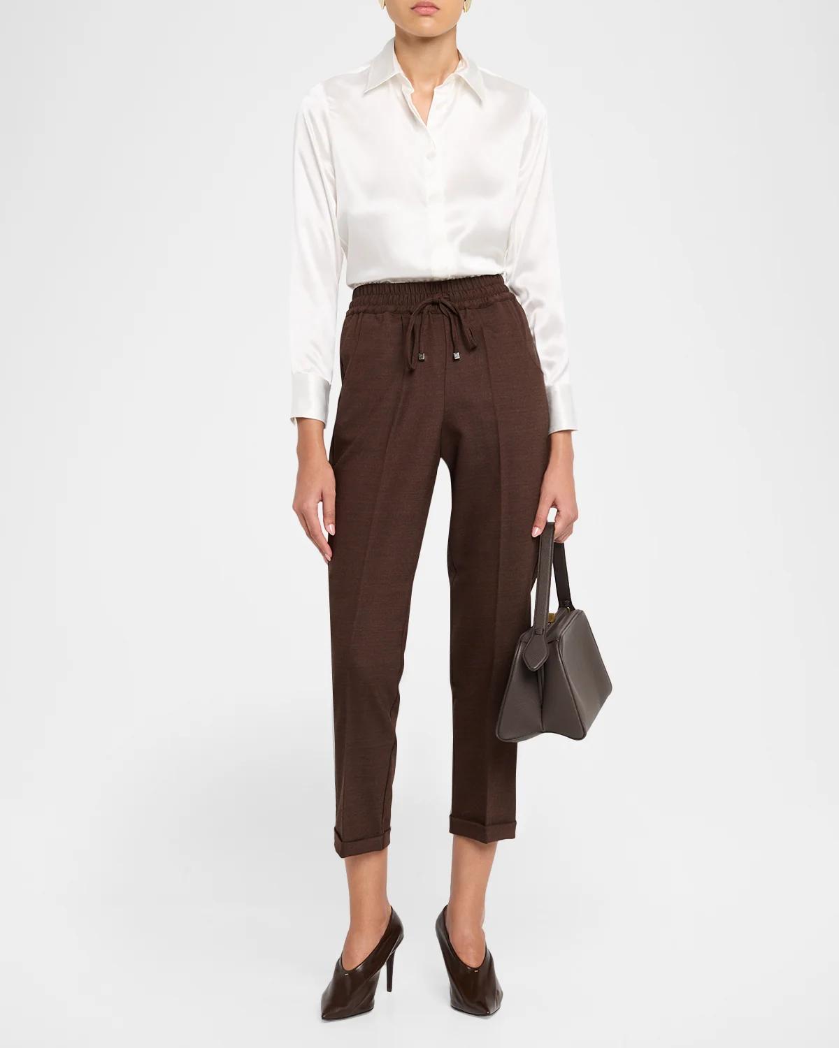 Virgin Wool-Blend Crop Trousers - thumbnail 2
