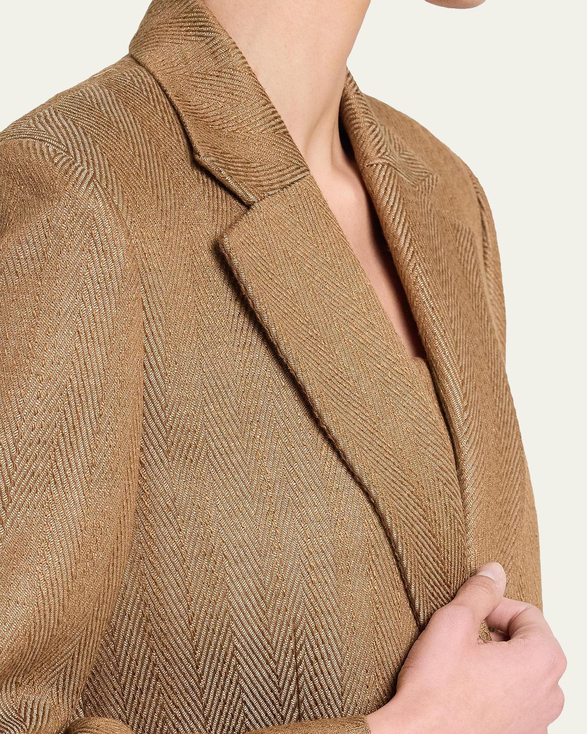 Jillian Herringbone Linen-Blend Blazer - thumbnail 6