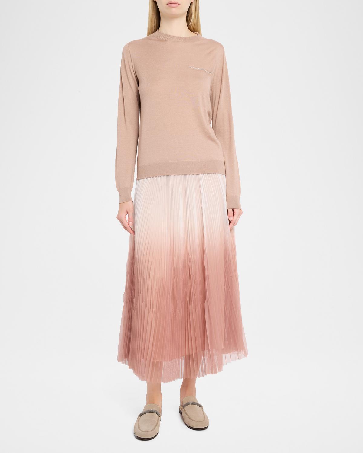 Crewneck Cashmere-Silk Sweater - thumbnail 2