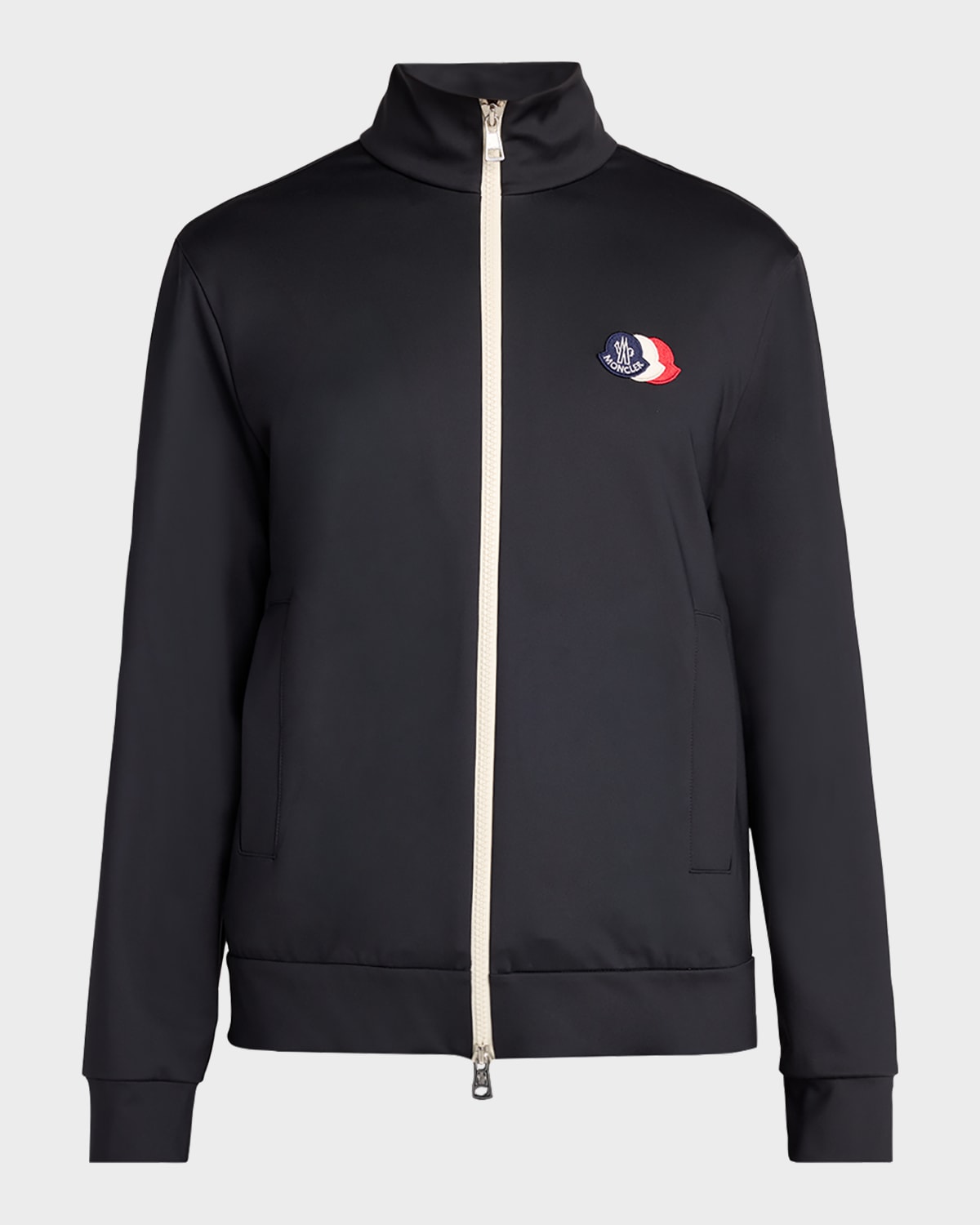 Moncler Men's Stand-Collar Technical Jersey Sweatshirt | Neiman Marcus