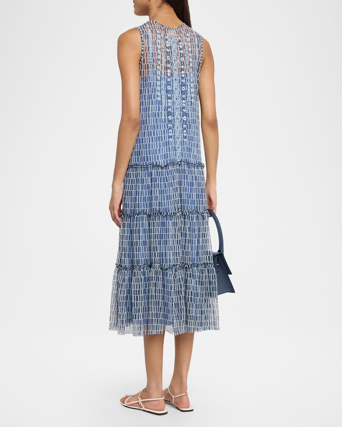 Dorotea Embroidered Mesh Midi Dress - thumbnail 3