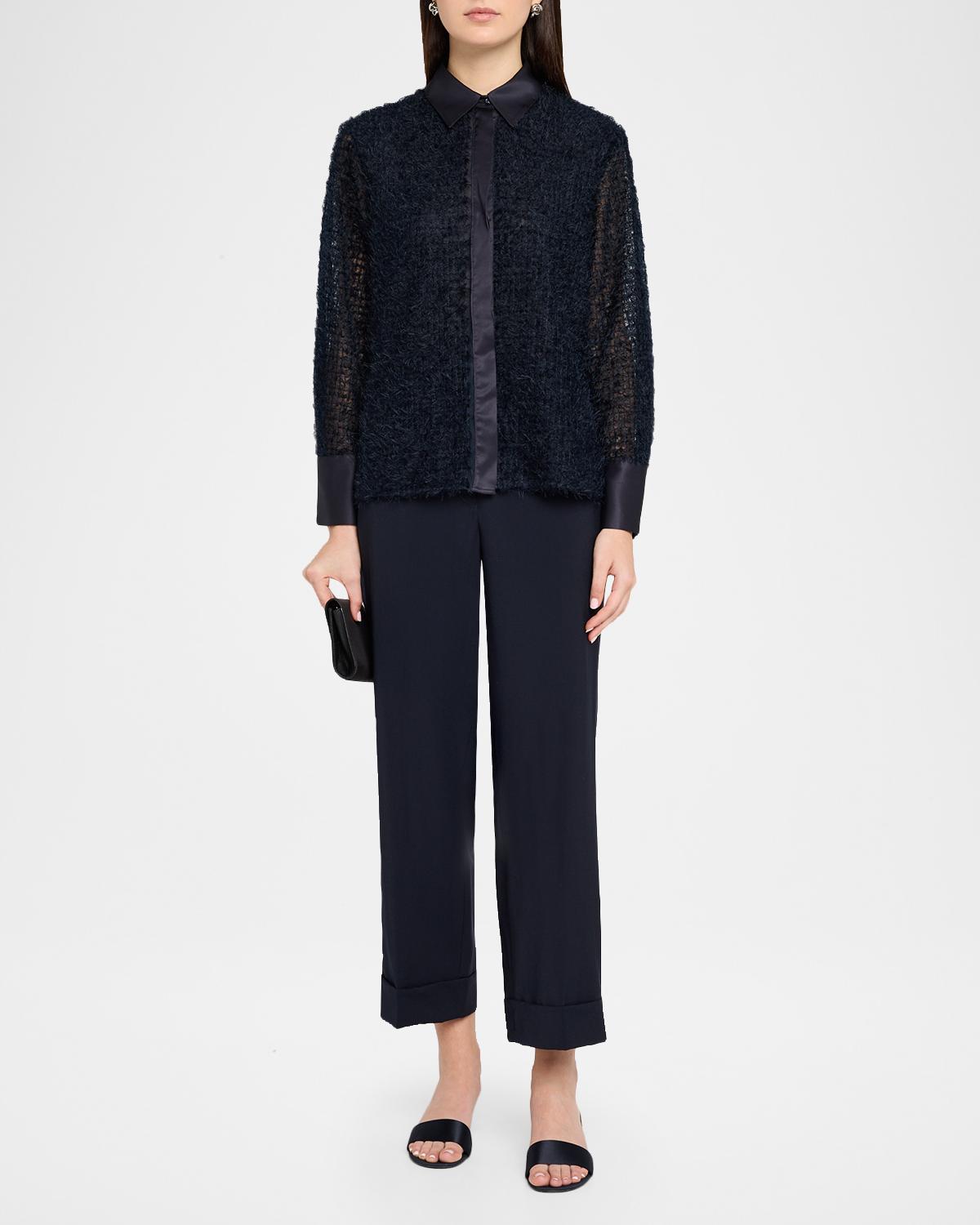 Fringed Mesh Button-Down Shirt - thumbnail 2