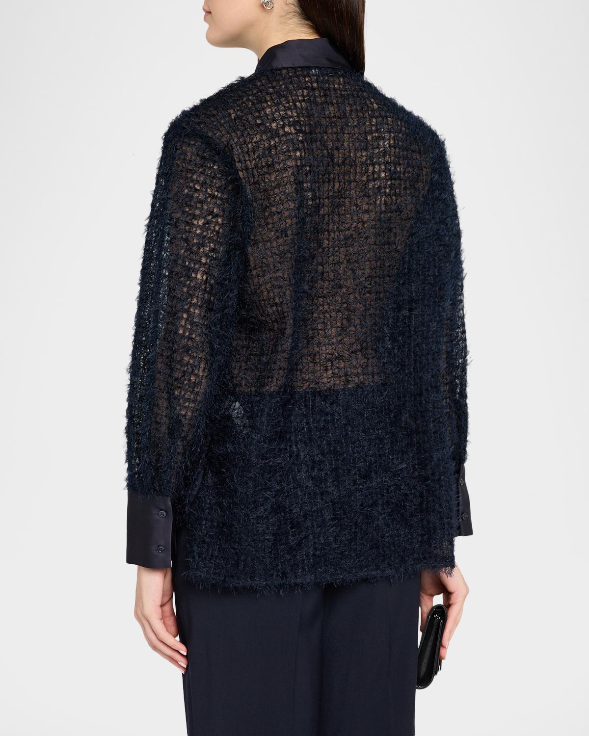 Fringed Mesh Button-Down Shirt - thumbnail 3