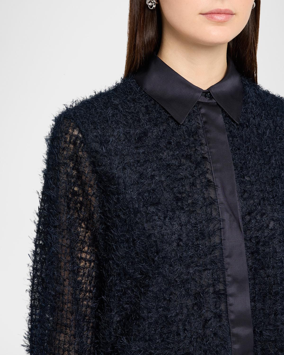 Fringed Mesh Button-Down Shirt - thumbnail 5