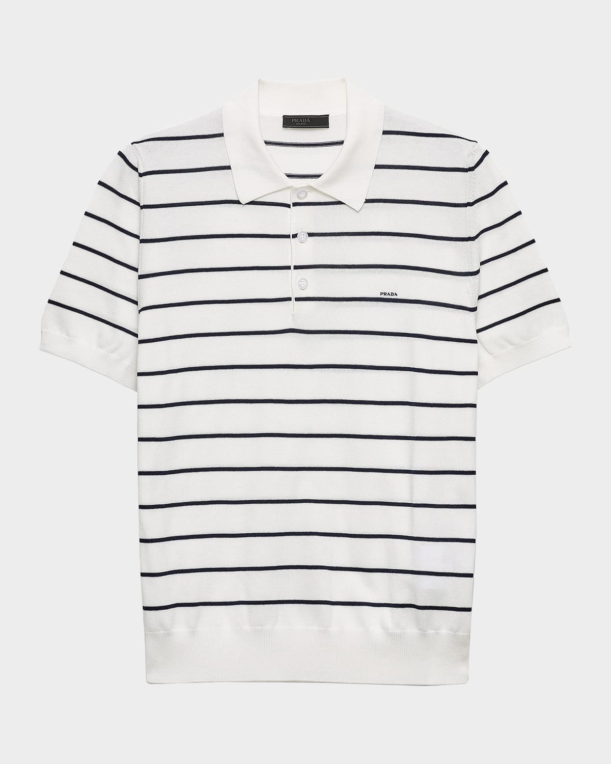 Prada Men's Short-Sleeved Striped Cotton Polo Shirt | Neiman Marcus