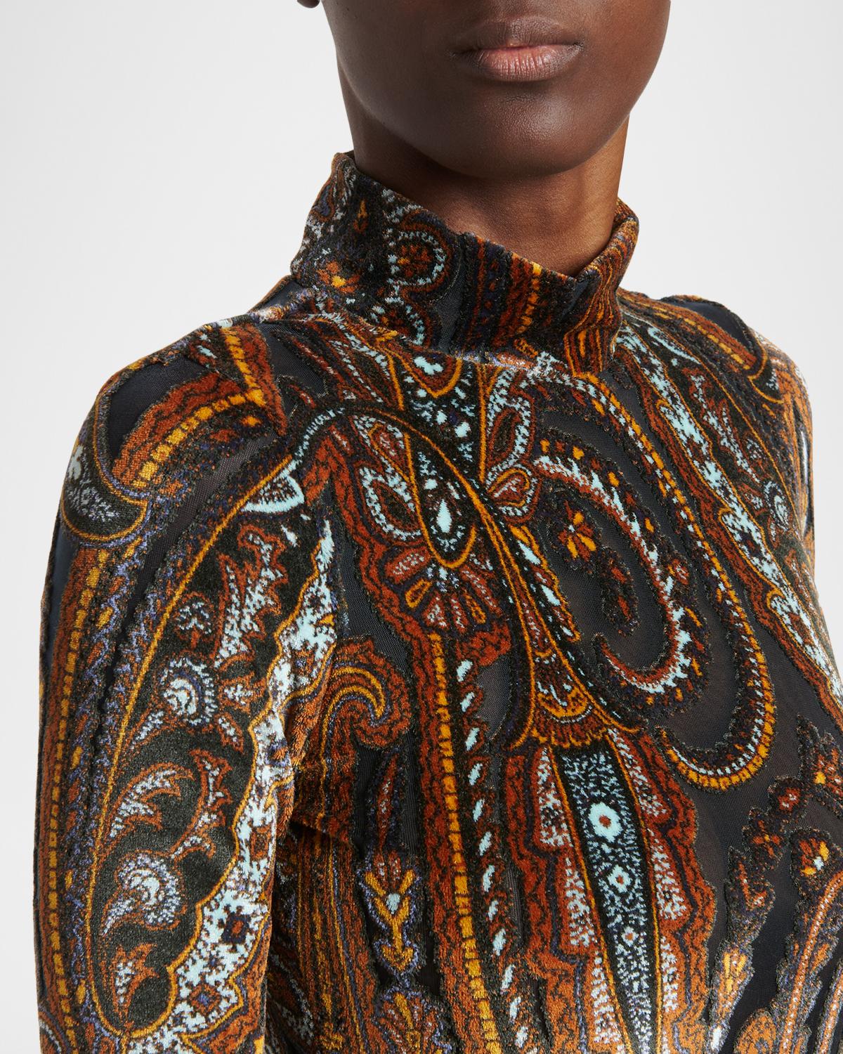 Paisley Mock-Neck Knee-Length Dress - thumbnail 5
