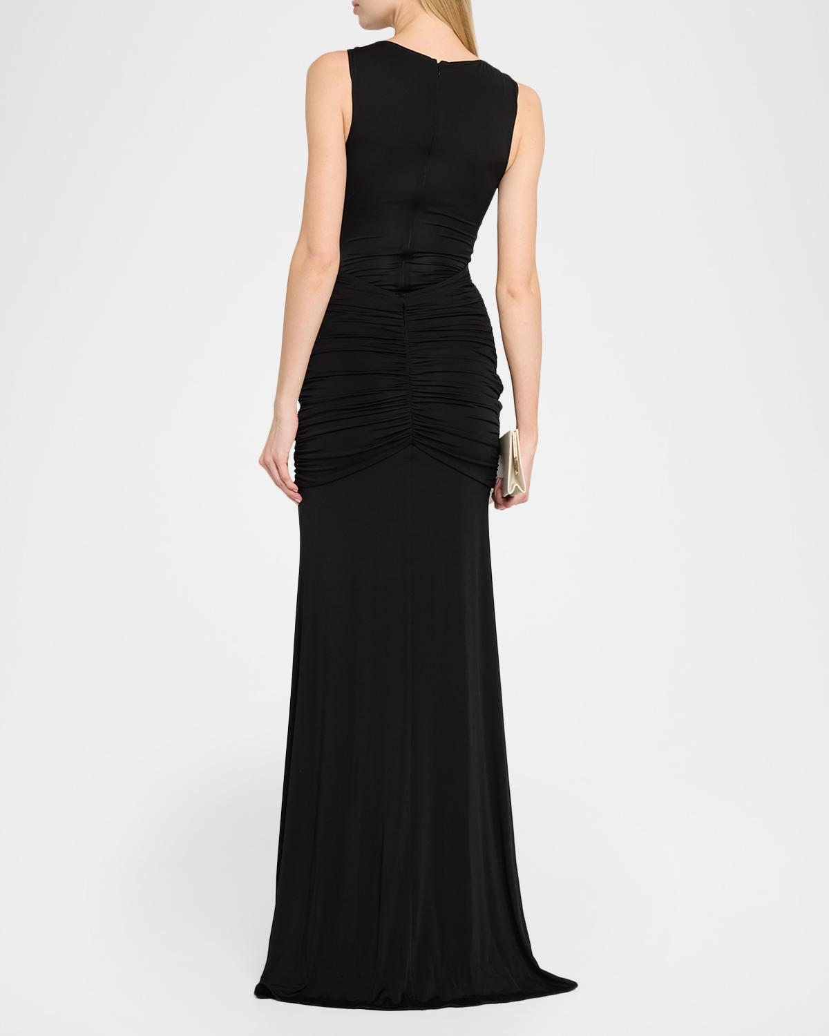 Sleeveless Draped Jersey Trumpet Gown - thumbnail 3