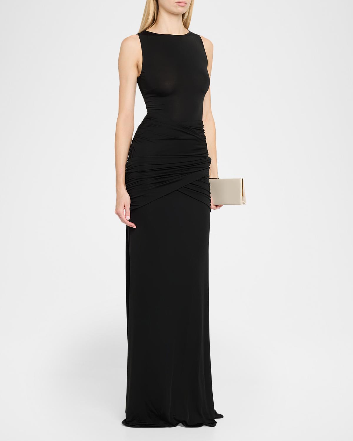 Sleeveless Draped Jersey Trumpet Gown - thumbnail 4