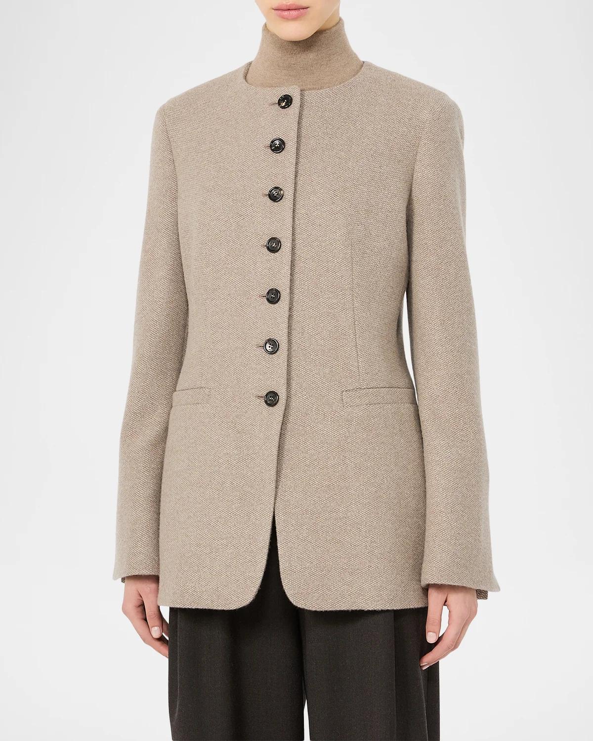 Cashmere Single-Breasted Collarless Jacket - thumbnail 4