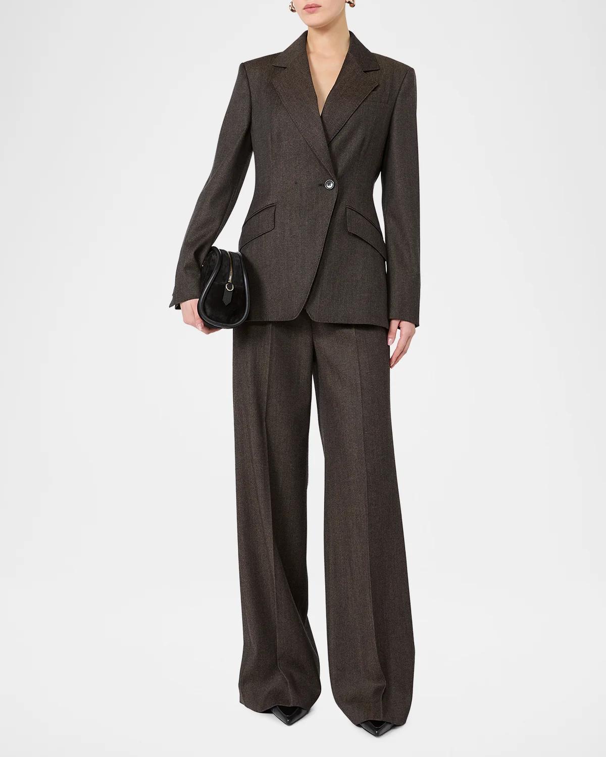 Wool Twill Wide-Leg Trousers - thumbnail 2