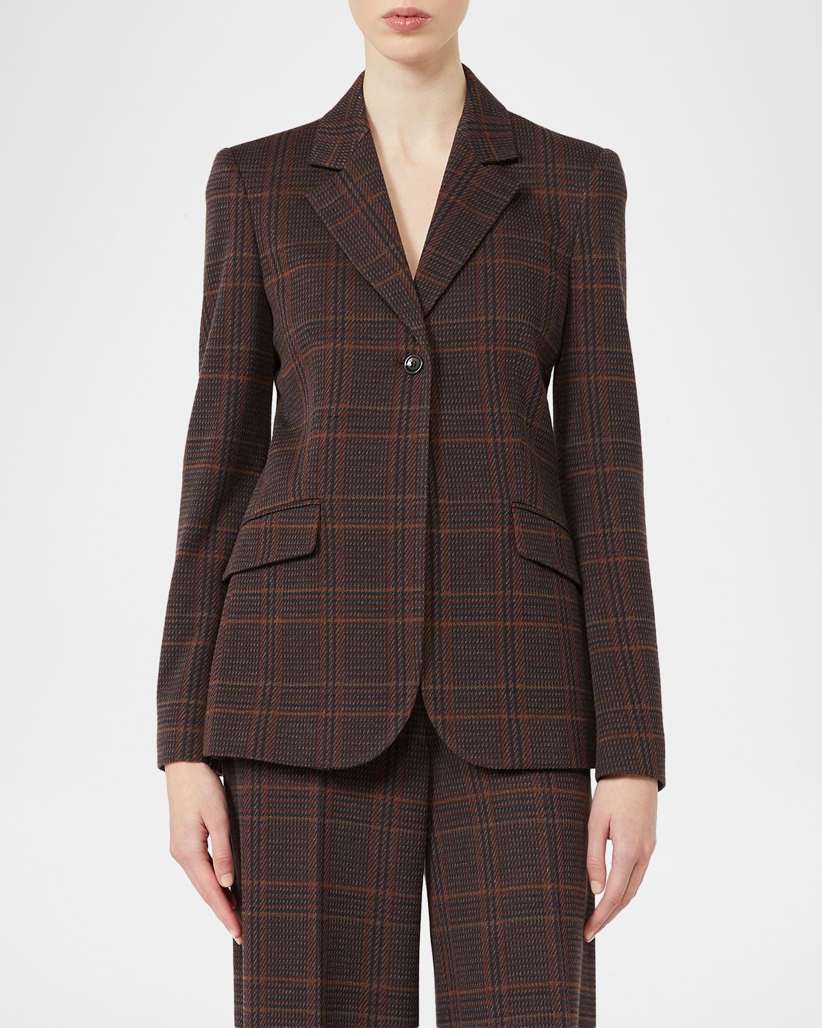 Wool-Cotton Check Single-Breasted Jacket - thumbnail 4