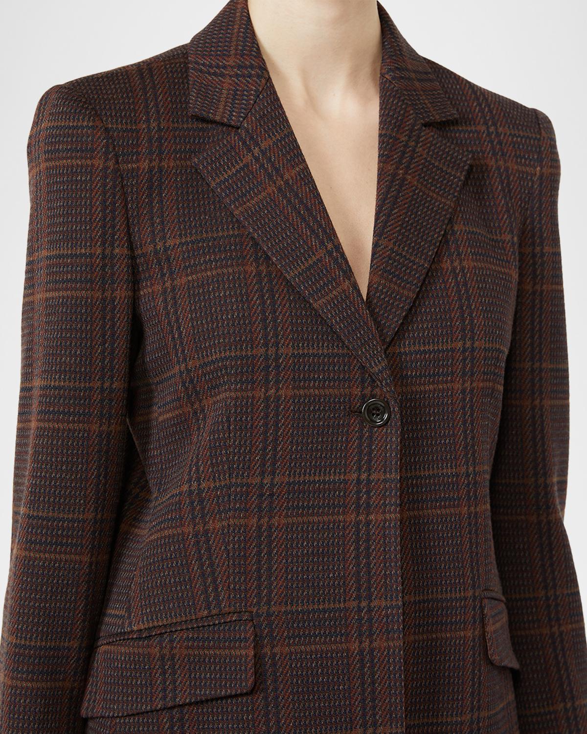 Wool-Cotton Check Single-Breasted Jacket - thumbnail 5