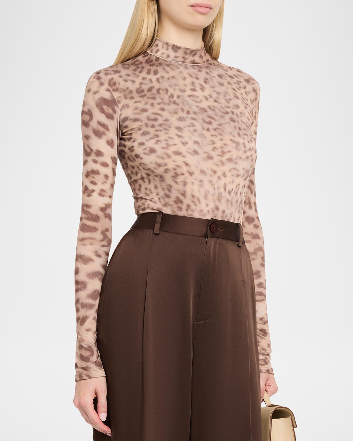 Printed Mesh Jersey Mock Neck Bodysuit - thumbnail 4