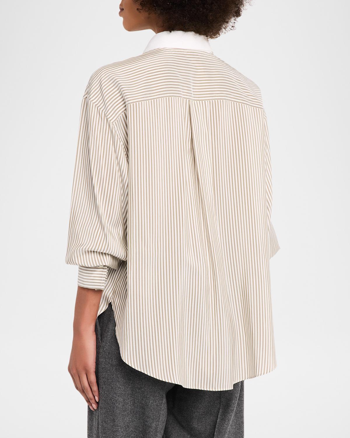 Silk-Blend Striped Buttoned Shirt - thumbnail 3