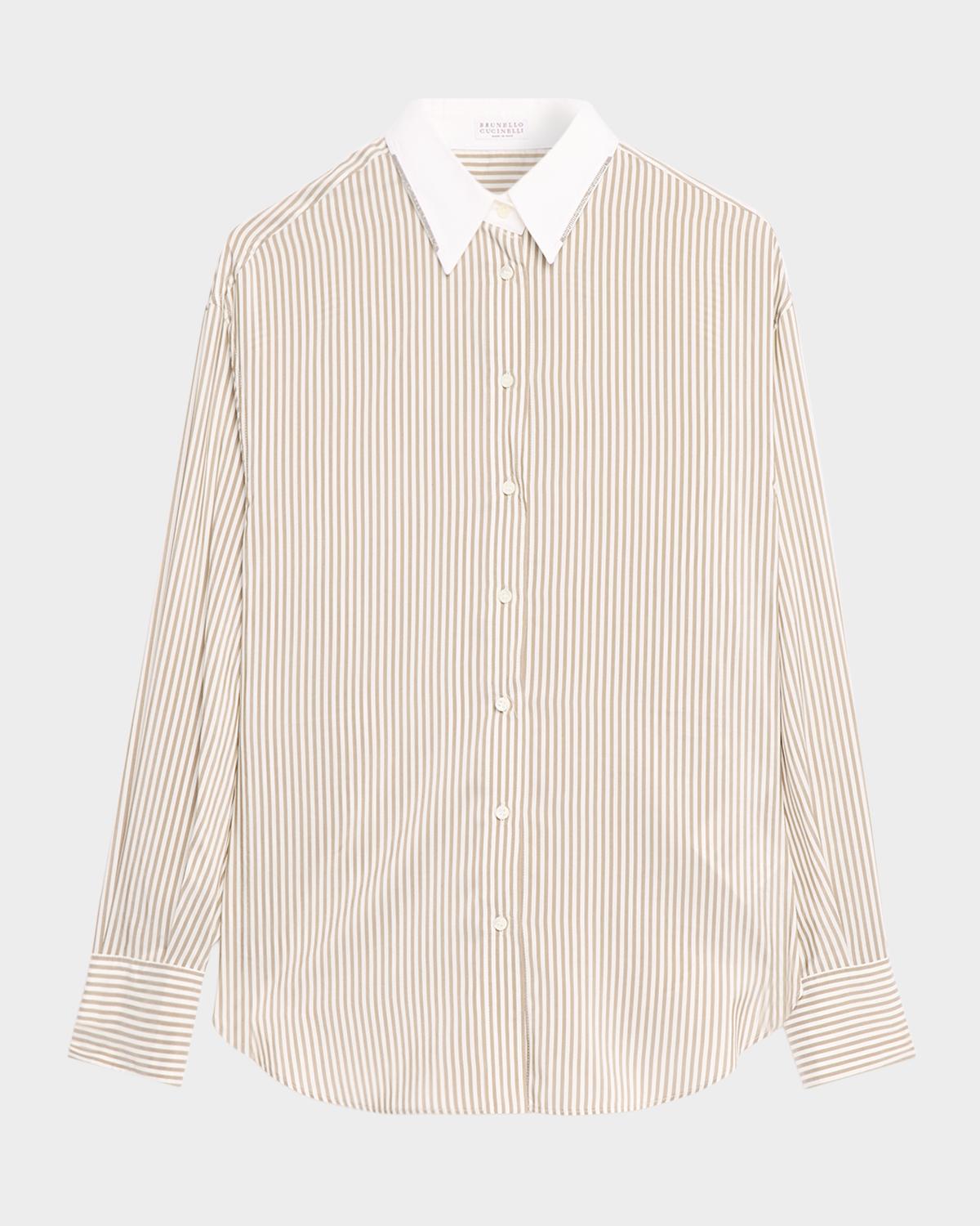 Silk-Blend Striped Buttoned Shirt