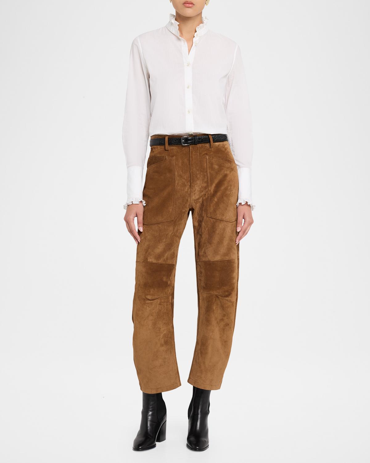 Shon Barrel-Leg Suede Pants - thumbnail 2