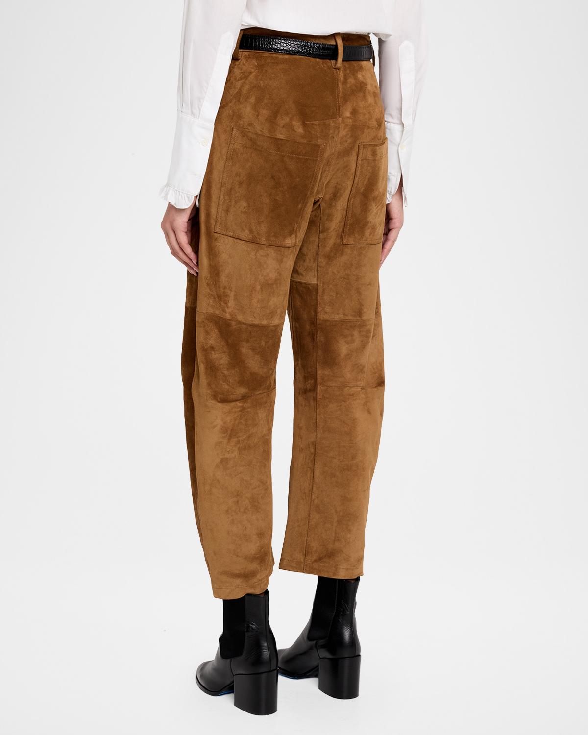 Shon Barrel-Leg Suede Pants - thumbnail 3