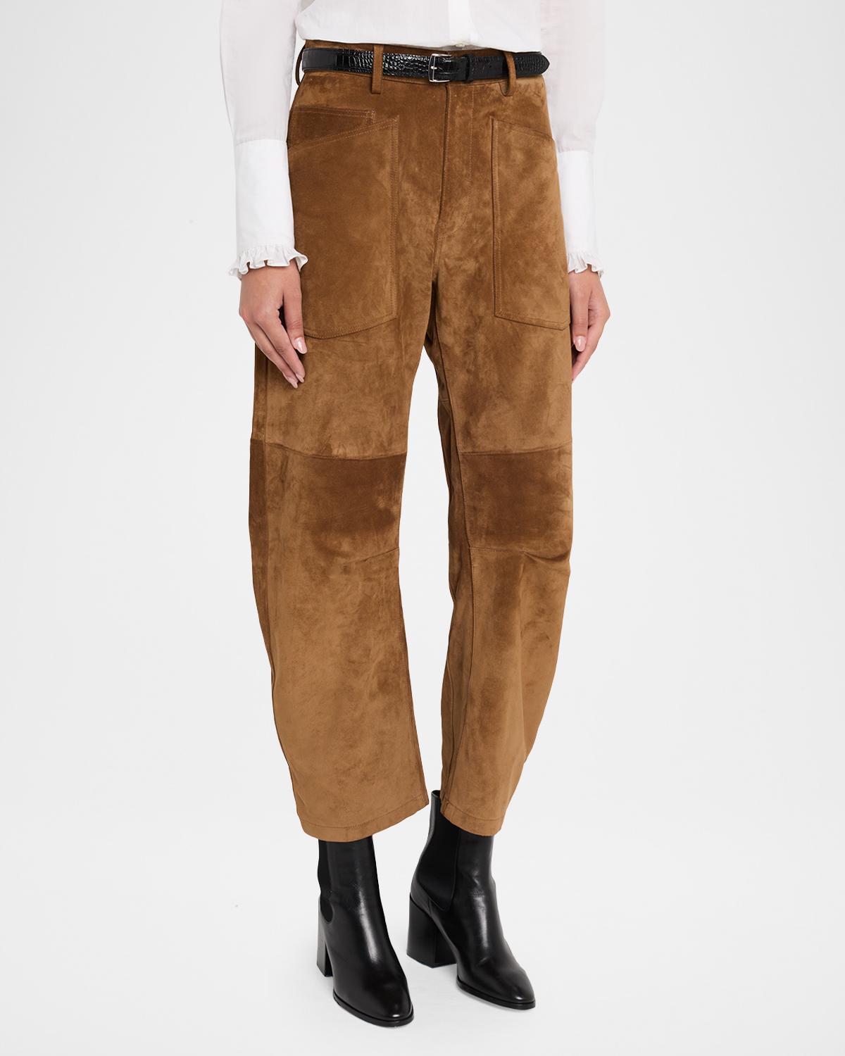 Shon Barrel-Leg Suede Pants - thumbnail 4