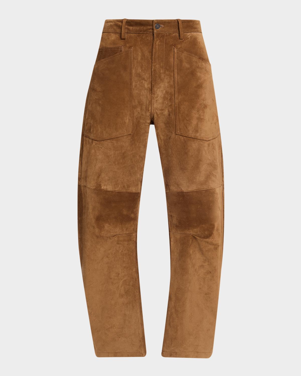 Shon Barrel-Leg Suede Pants